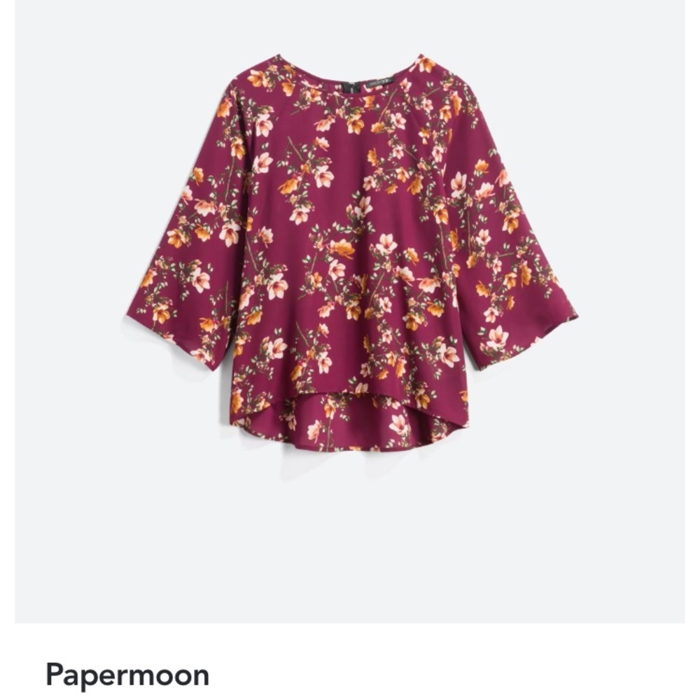 Papermoon bell sleeve, hi lo blouse, size L